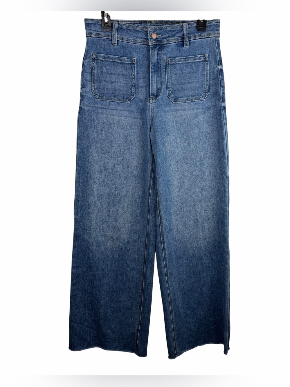 OAT New York | Blue Light Wash Wide Leg Raw Hem Jeans New